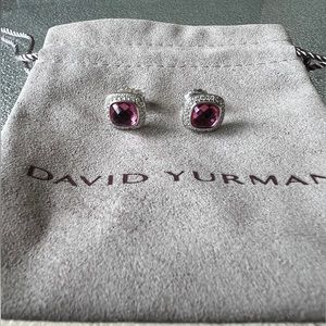 David Yurman Sterling Silver 7mm Albion Stud Earrings with Pink Tourmaline